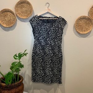 Banana Republic White Dotted Black Dress